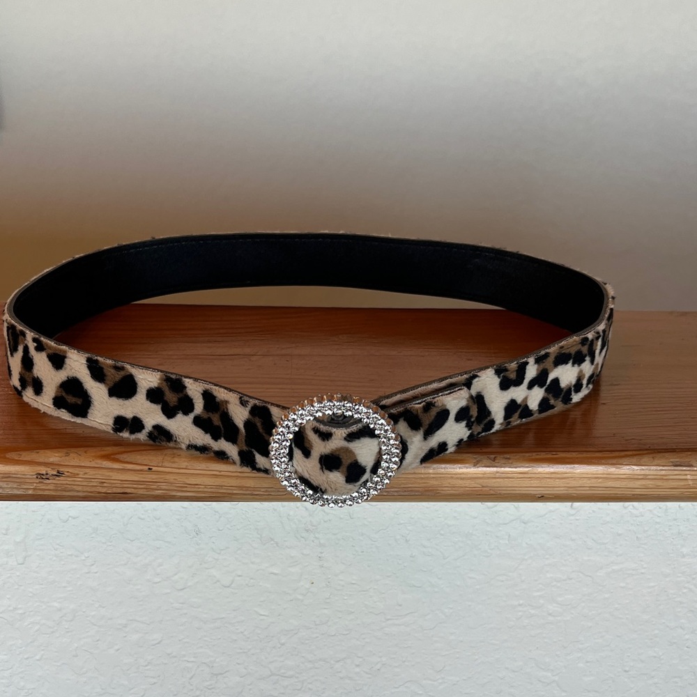 Kids Leopard Print Belt with Rhinestone-like Buckle
